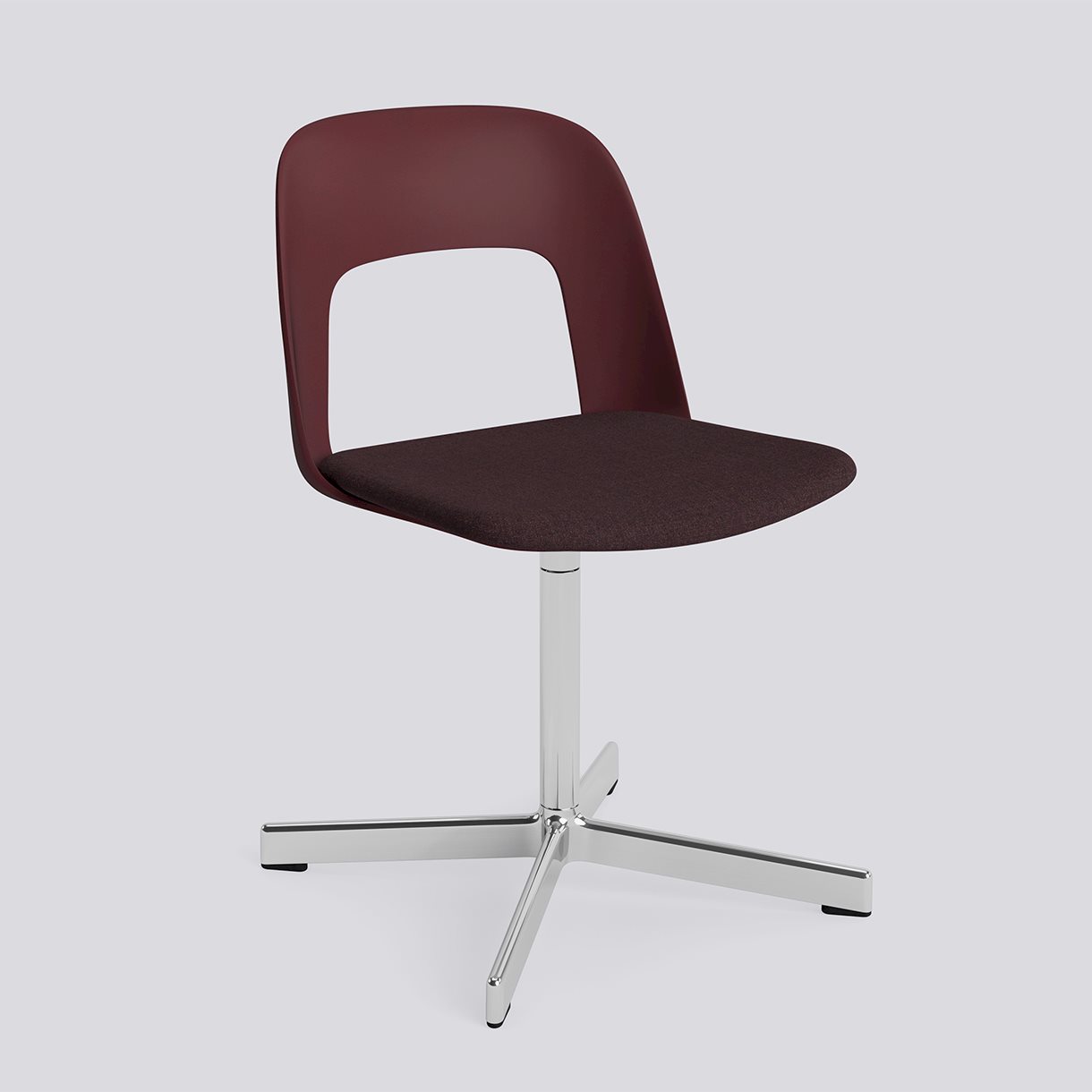 Layout Chair 133 Polished aluminium 4 star swivel base Standard glider-Bordeaux polypropylene shell Seat upholstery-Remix-373