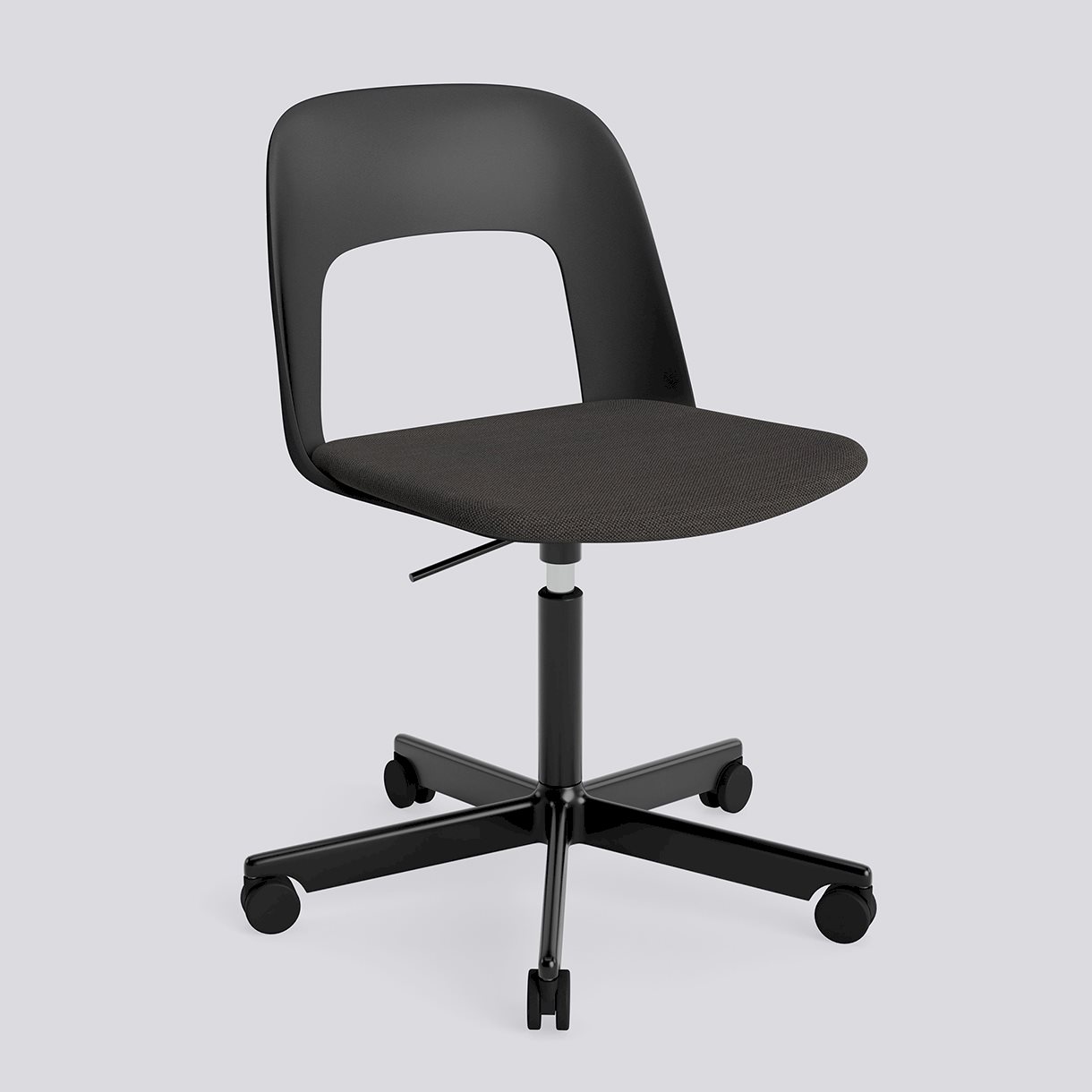 Layout Chair 143 Black powder coated aluminium 5 star swivel Gas lift Wheel base-Black polypropylene shell Seat upholstery-Mode-005