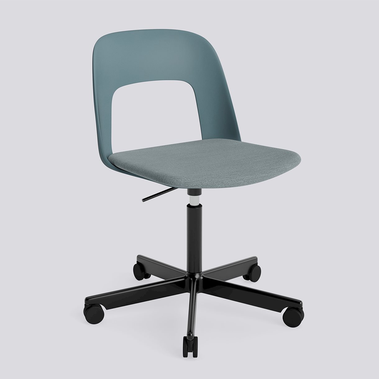 Layout Chair 143 Black powder coated aluminium 5 star swivel Gas lift Wheel base-Ocean polypropylene shell Seat upholstery-Mode-045