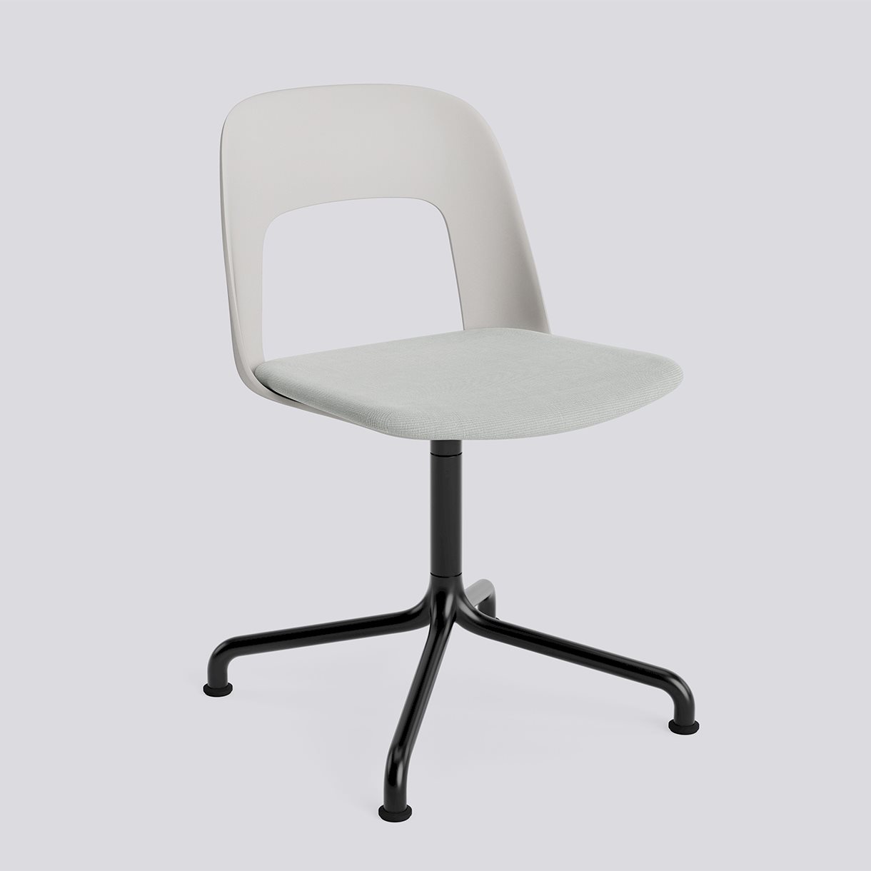 Layout Chair 153 Black powder coated aluminium 4 star swivel arc base Standard glider-Sky grey polypropylene shell Seat upholstery-Naveli-113