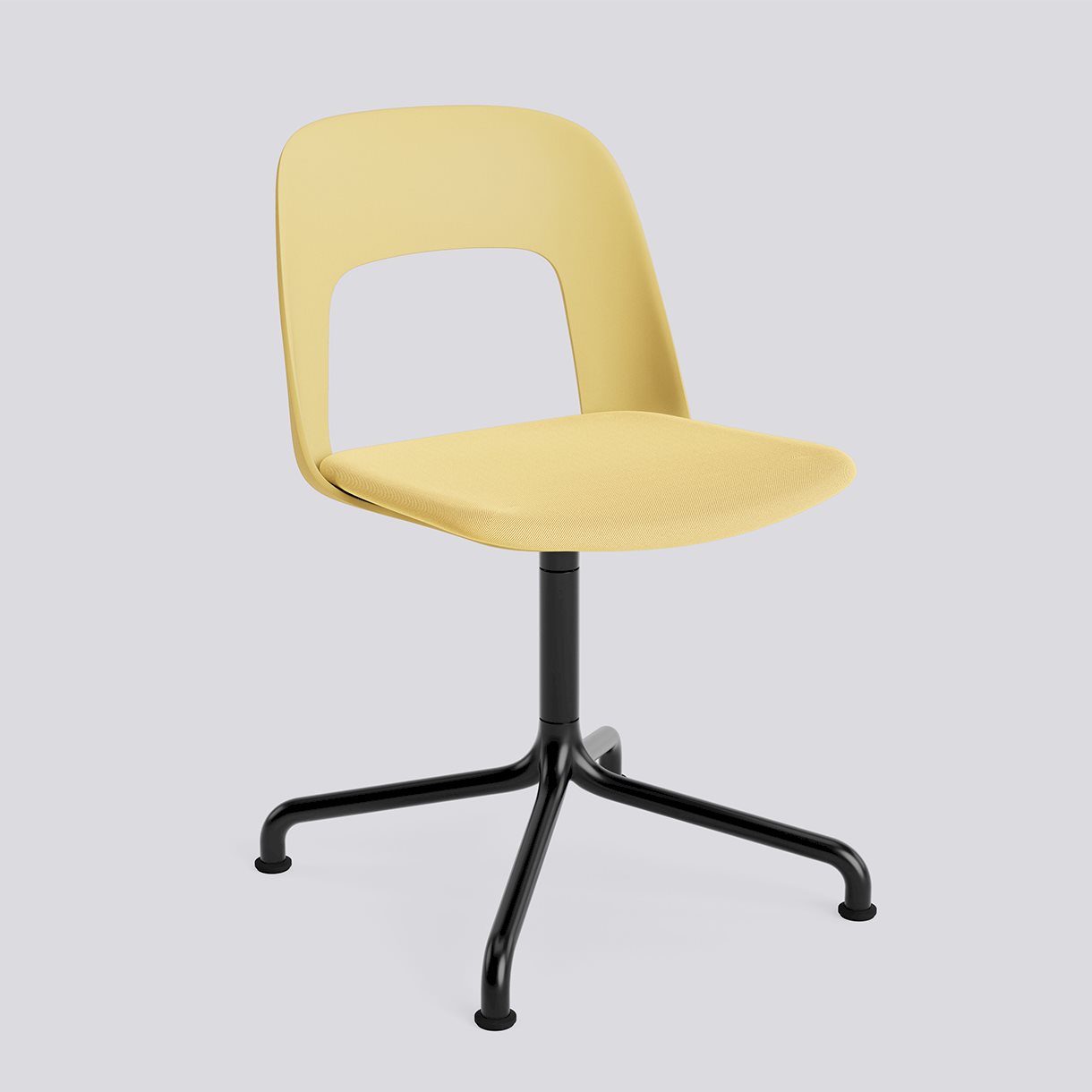 Layout Chair 153 Black powder coated aluminium 4 star swivel arc base Standard glider-Biscotti polypropylene shell Seat upholstery-Relate-431