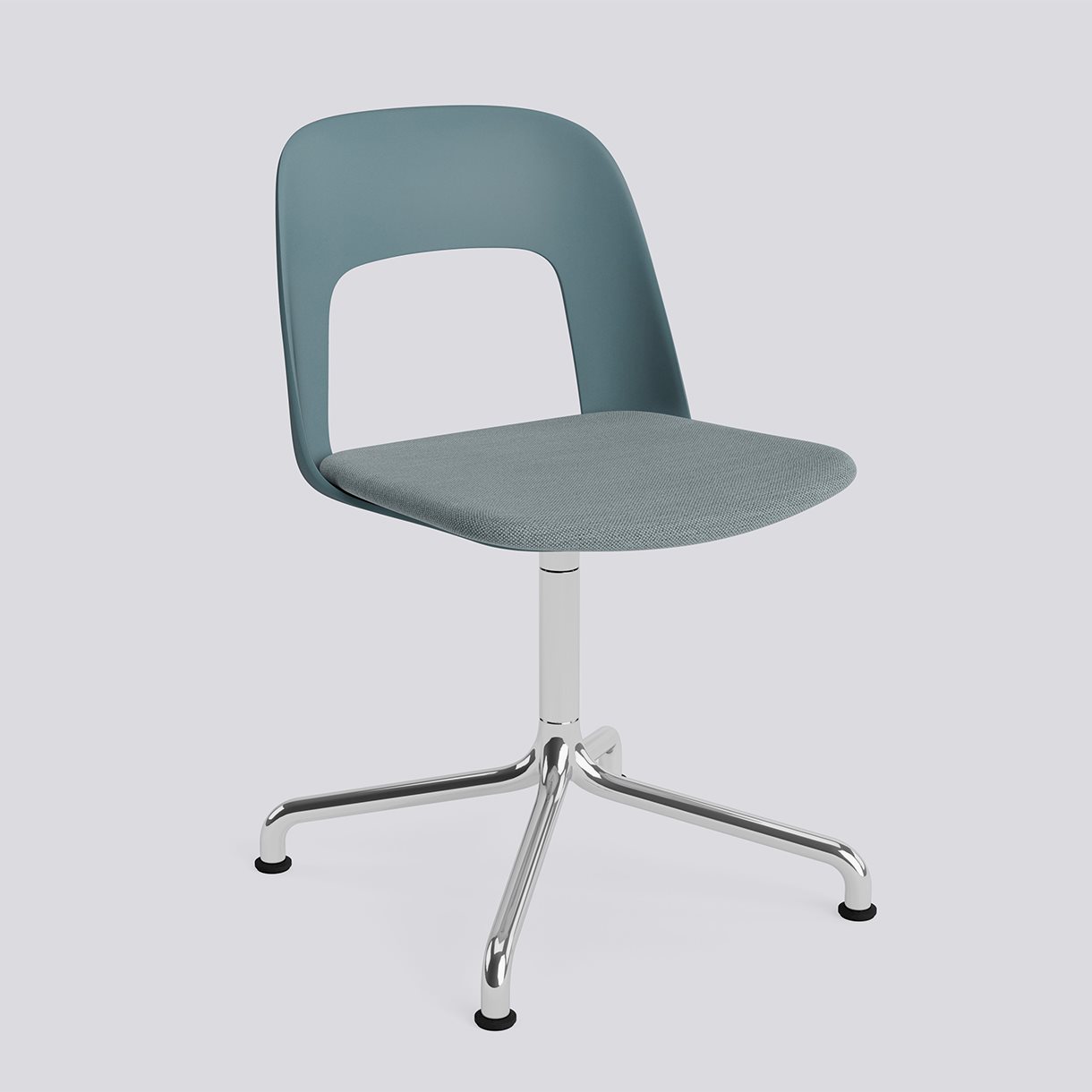 Layout Chair 153 Polished aluminium 4 star swivel arc base Standard glider-Ocean polypropylene shell Seat upholstery-Mode-045