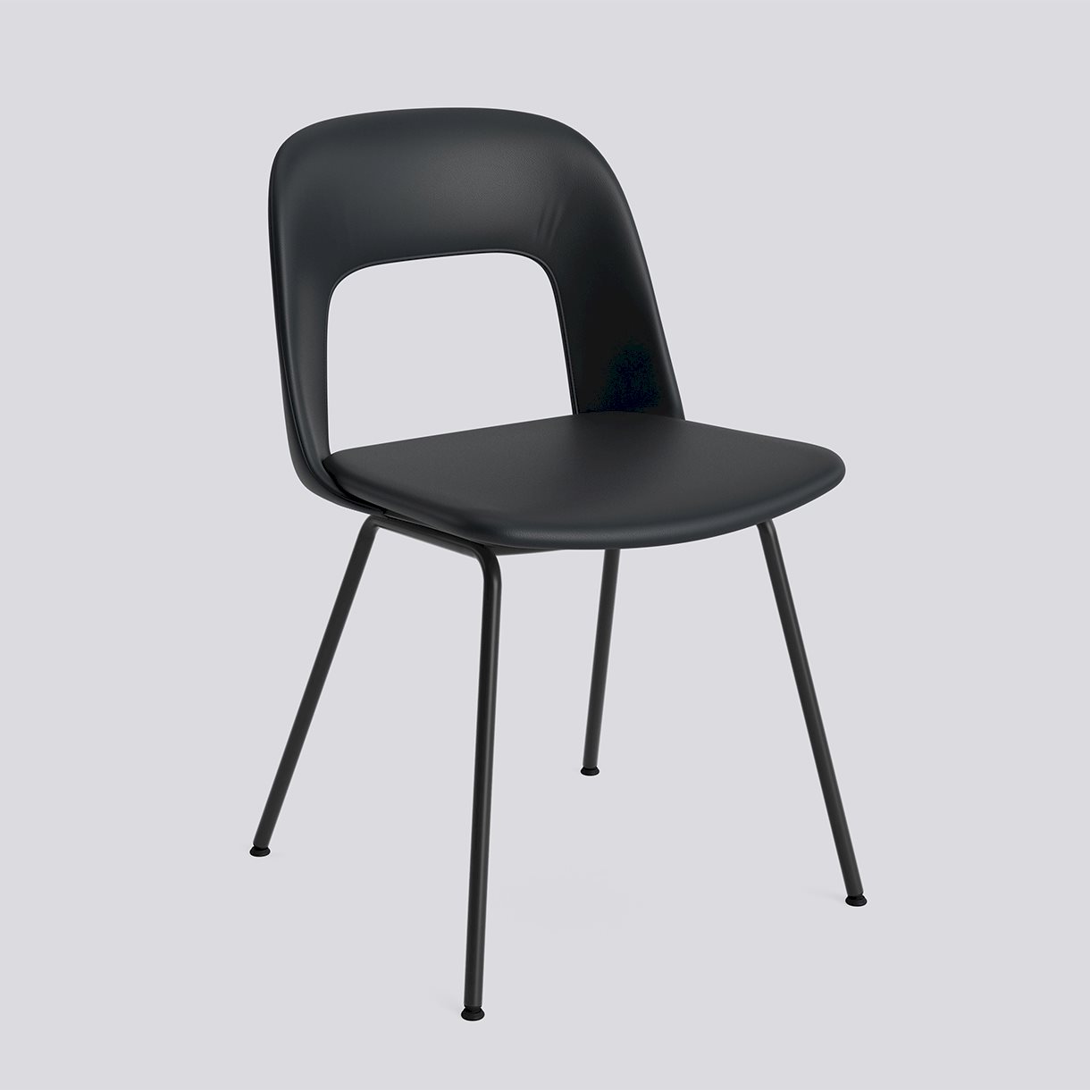 Layout Chair 114 Black powder coated steel 4 leg base Standard glider-Full upholstery-Grano-Black