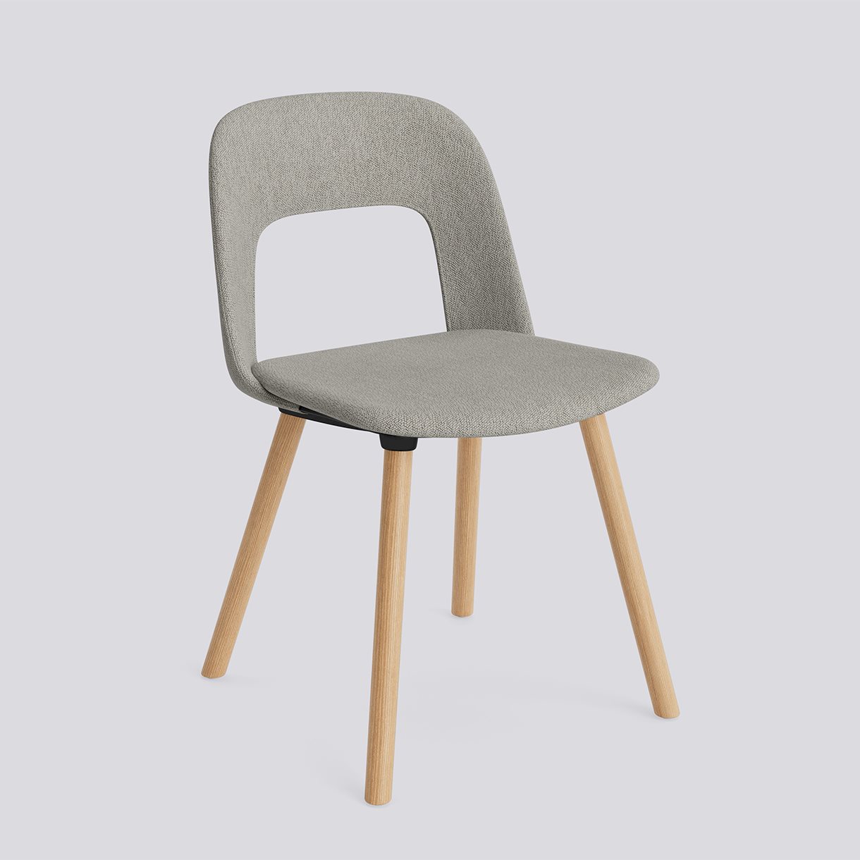 Layout Chair 124 Water-based lacquered solid oak 4 leg base Standard glider-Full upholstery-Turf-Light grey