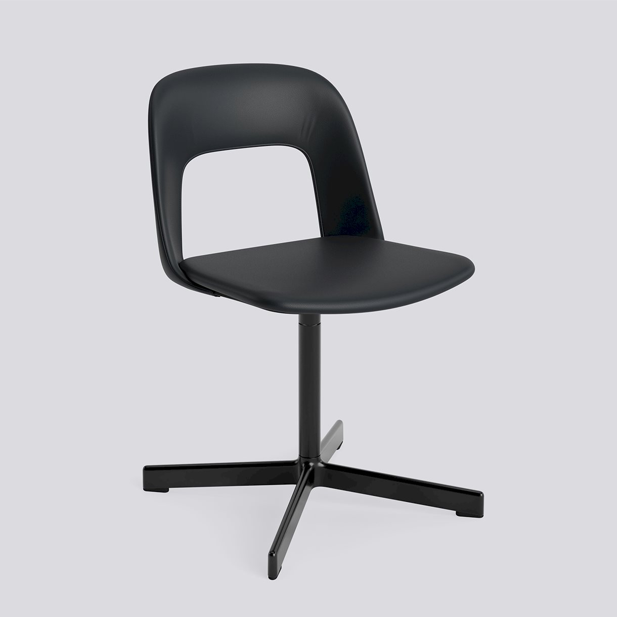 Layout Chair 134 Black powder coated aluminium 4 star swivel base Standard glider-Full upholstery-Grano-Black
