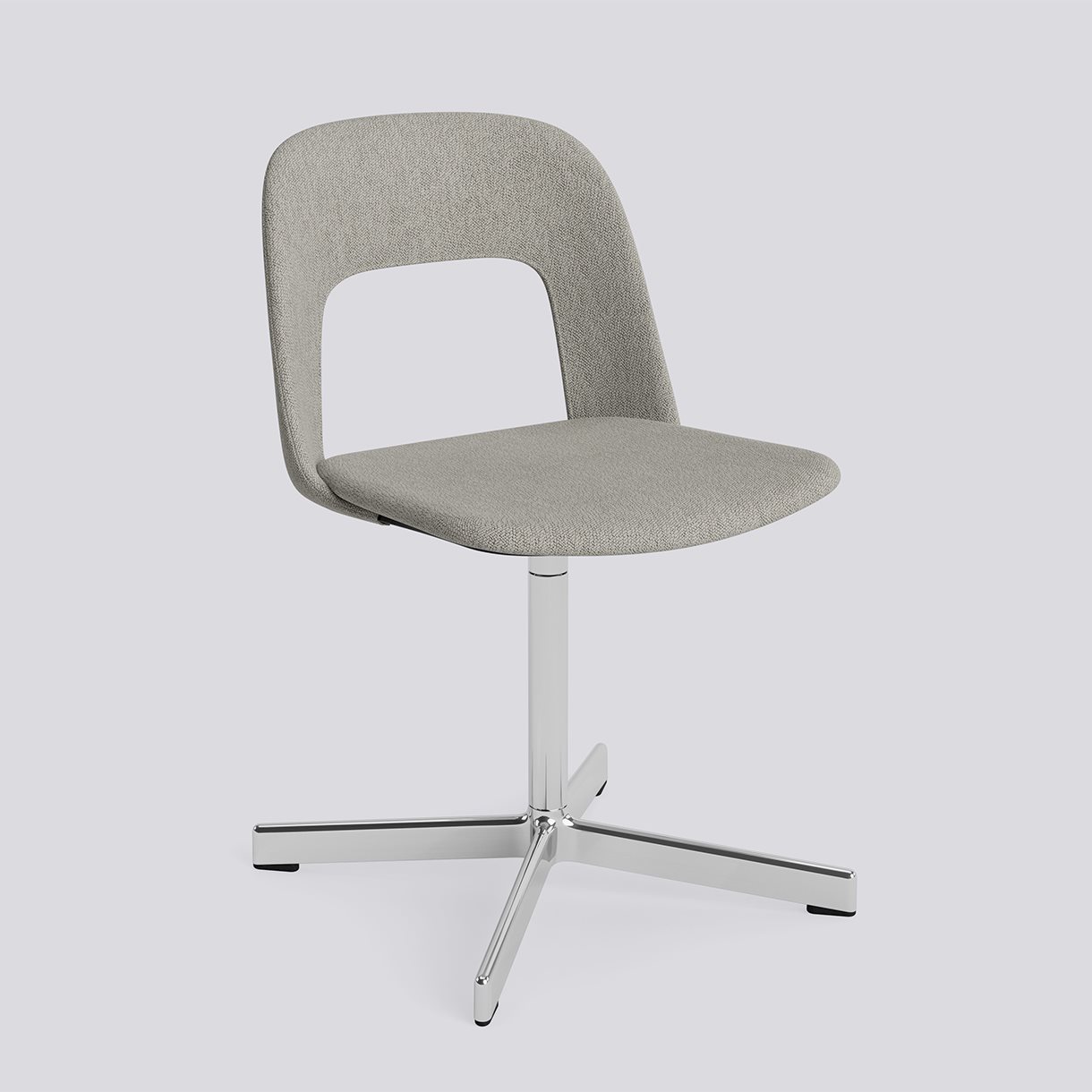 Layout Chair 134 Polished aluminium 4 star swivel base Standard glider-Full upholstery-Turf-Light grey