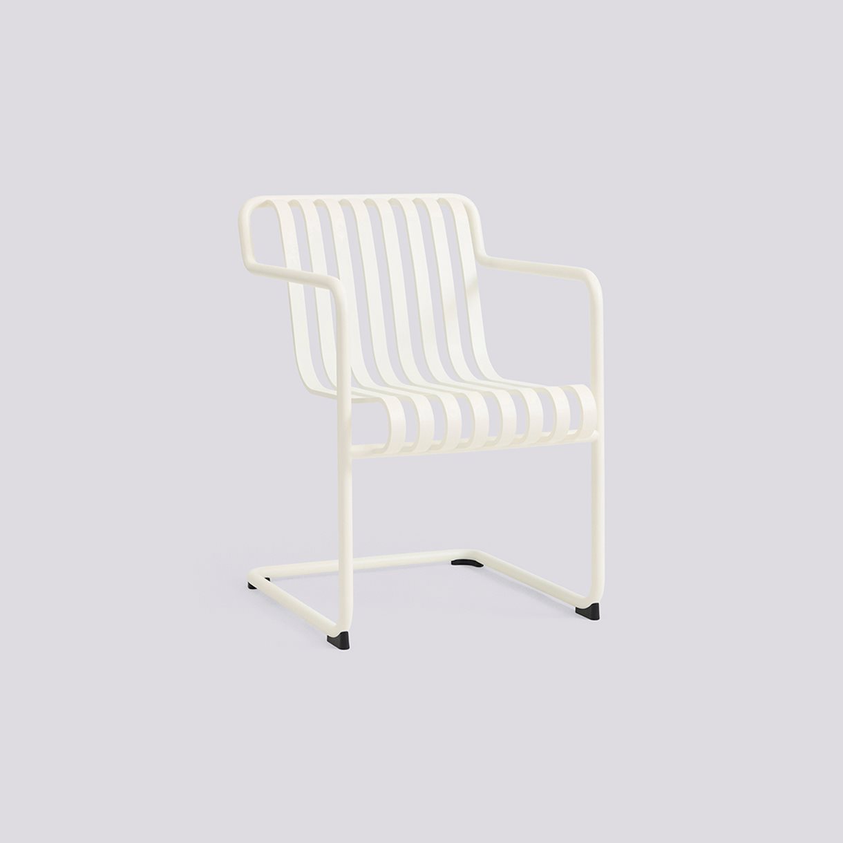 Palissade Cantilever Dining Armchair-Cream white powder coated steel