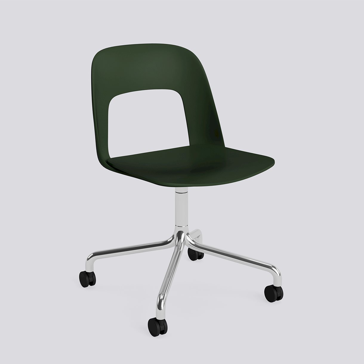 Layout Chair 161 Polished aluminium 4 star swivel arc Wheel base-Bottle green polypropylene shell/seat-None-None