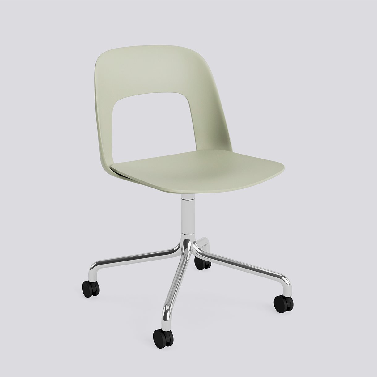 Layout Chair 161 Polished aluminium 4 star swivel arc Wheel base-Pastel green polypropylene shell/seat-None-None