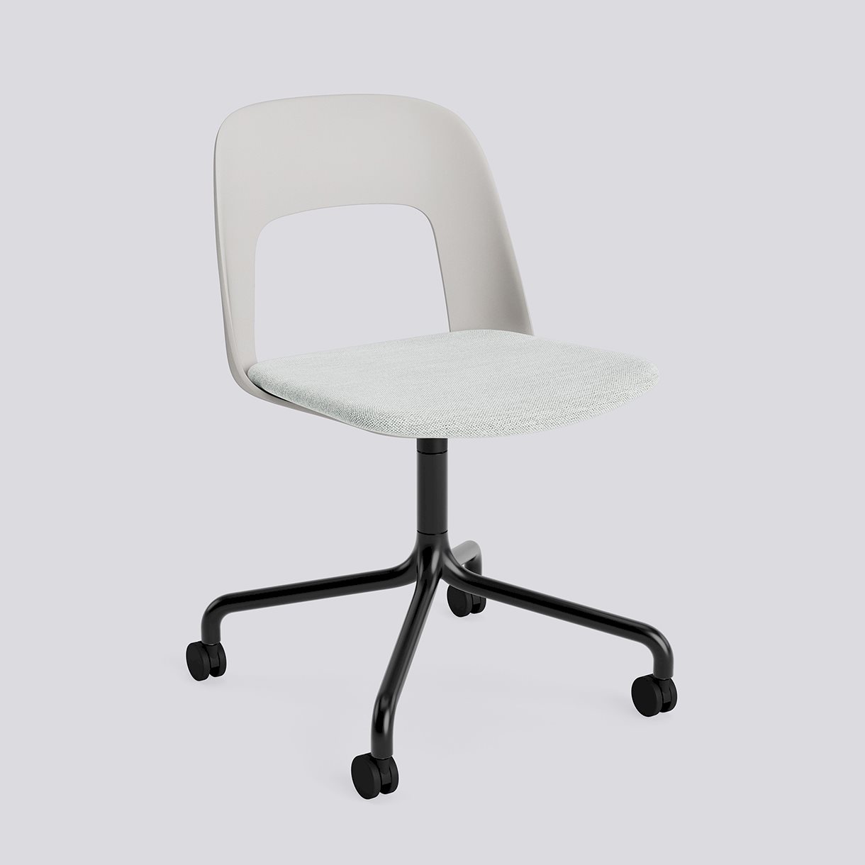 Layout Chair 163 Black powder coated aluminium 4 star swivel arc Wheel base-Sky grey polypropylene shell Seat upholstery-Mode-001