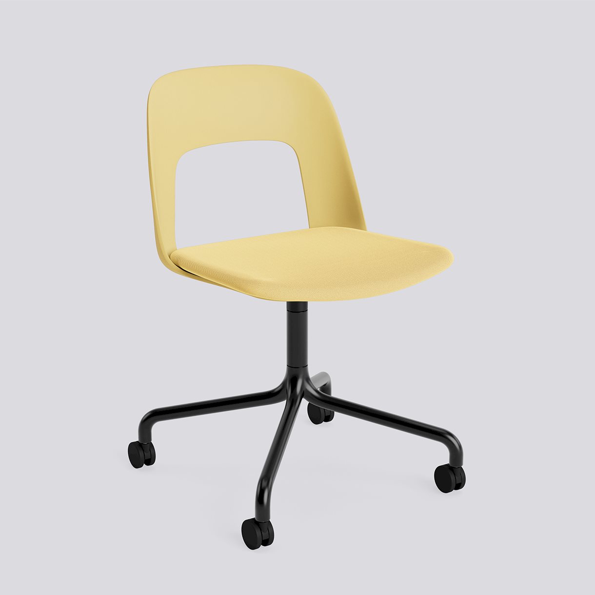 Layout Chair 163 Black powder coated aluminium 4 star swivel arc Wheel base-Biscotti polypropylene shell Seat upholstery-Relate-431