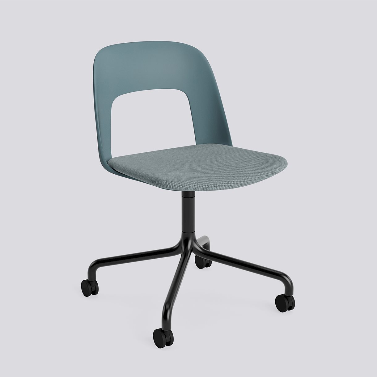 Layout Chair 163 Black powder coated aluminium 4 star swivel arc Wheel base-Ocean polypropylene shell Seat upholstery-Mode-045