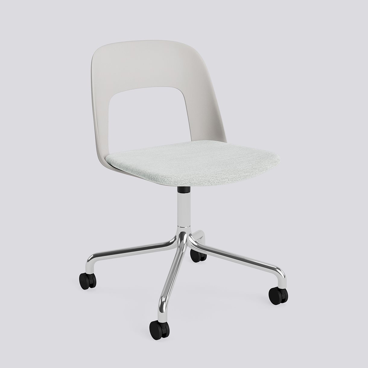 Layout Chair 163 Polished aluminium 4 star swivel arc Wheel base-Sky grey polypropylene shell Seat upholstery-Mode-001