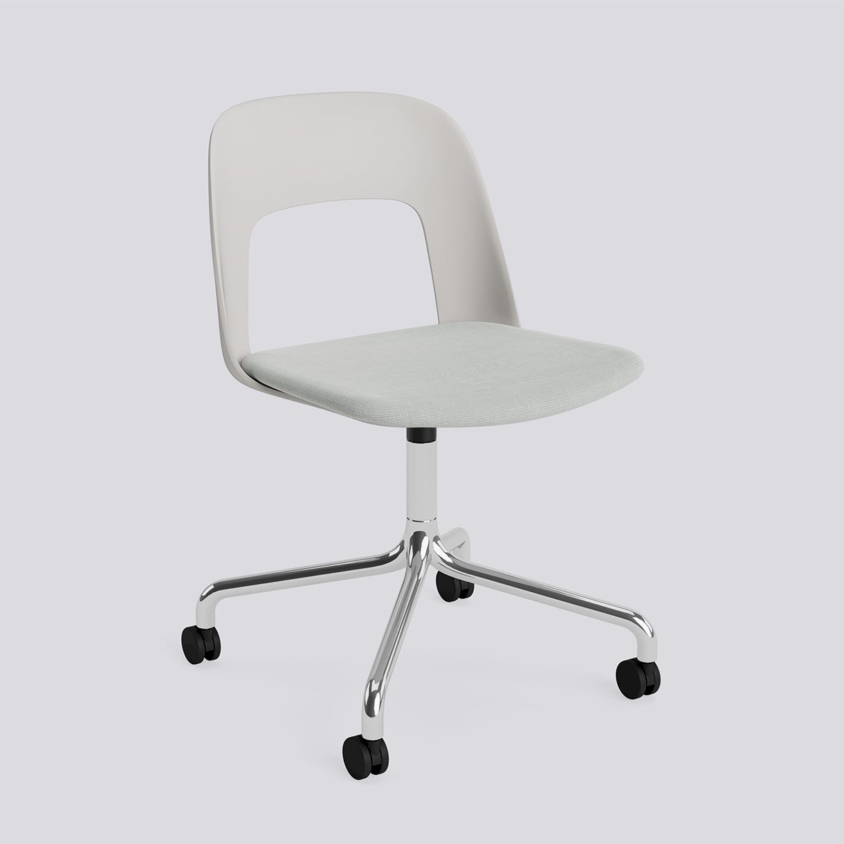 Layout Chair 163 Polished aluminium 4 star swivel arc Wheel base-Sky grey polypropylene shell Seat upholstery-Naveli-113