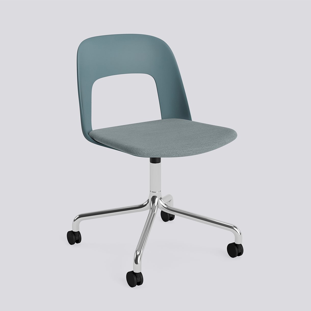 Layout Chair 163 Polished aluminium 4 star swivel arc Wheel base-Ocean polypropylene shell Seat upholstery-Mode-045