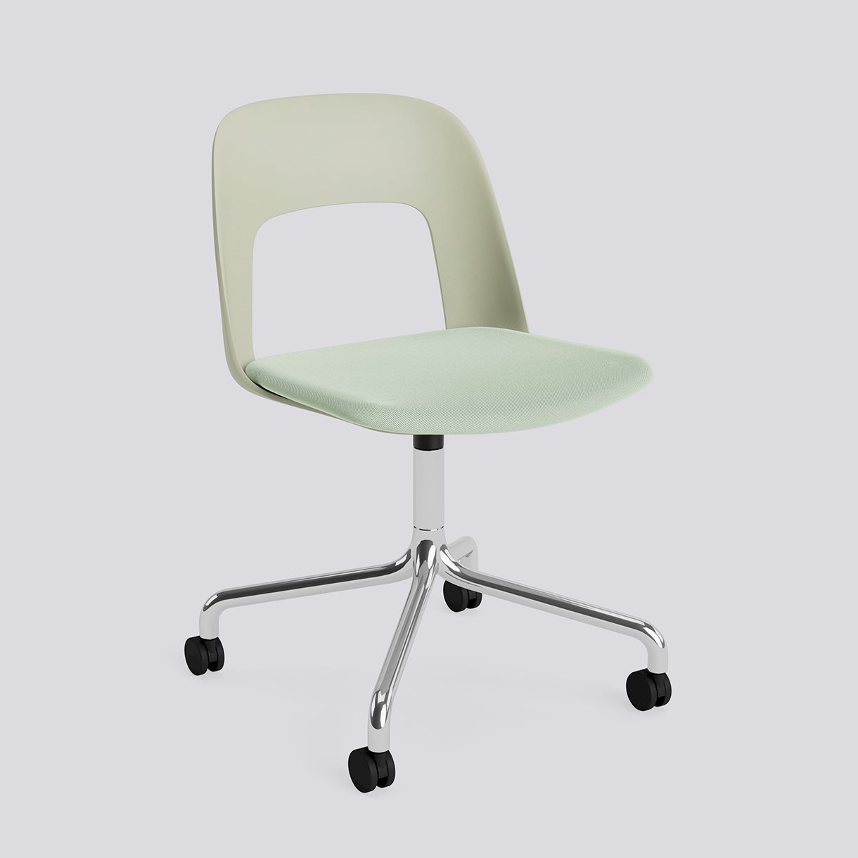 Layout Chair 163 Polished aluminium 4 star swivel arc Wheel base-Pastel green polypropylene shell Seat upholstery-Relate-921