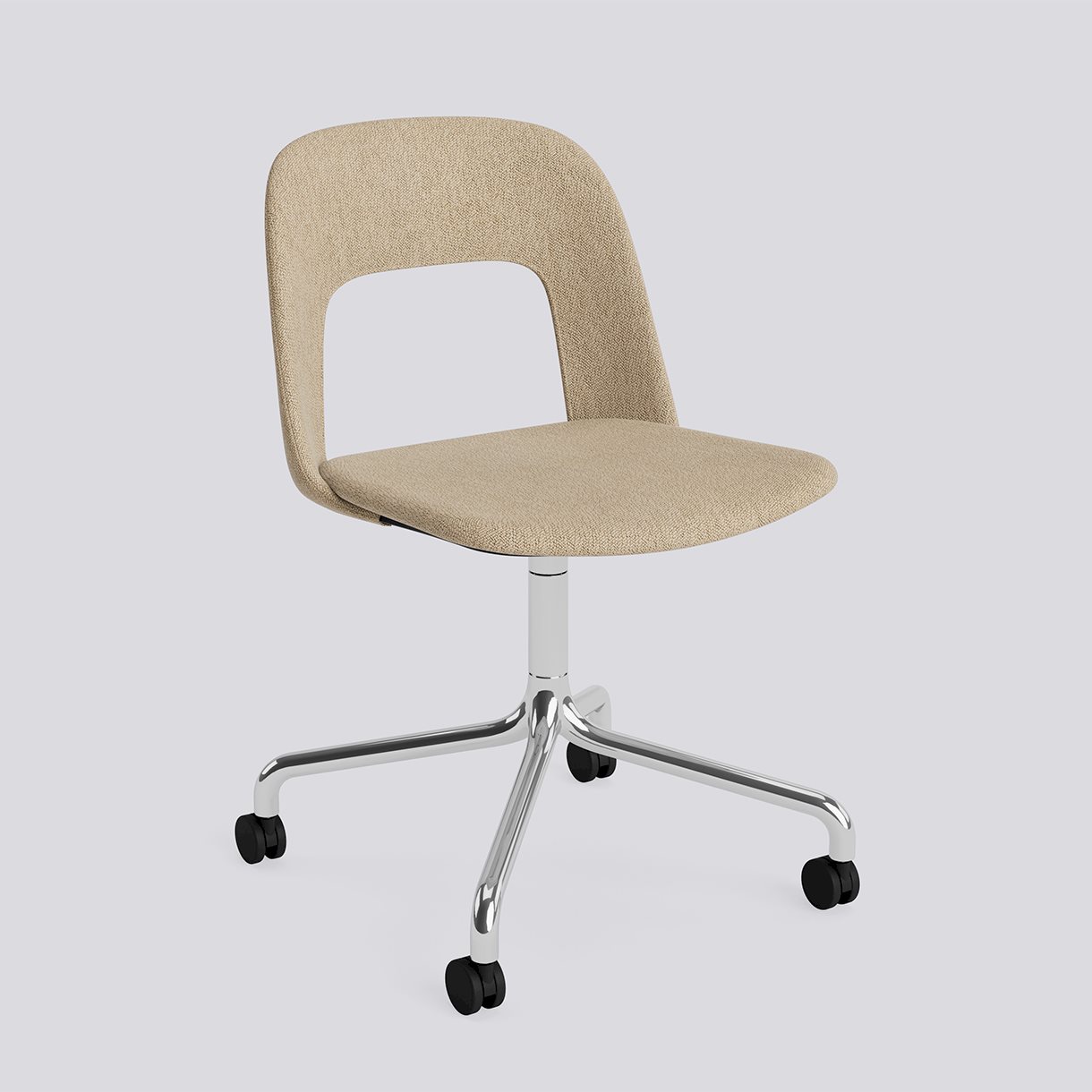 Layout Chair 164 Polished aluminium 4 star swivel arc Wheel base-Full upholstery-Turf-Sand