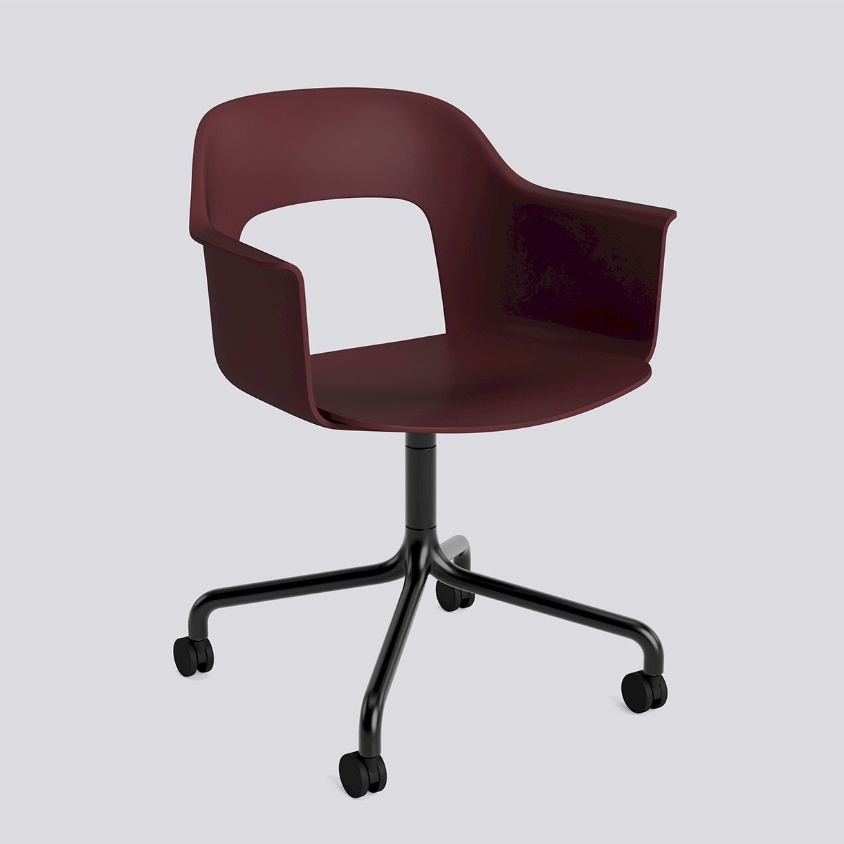 Layout Armchair 261 Black powder coated aluminium 4 star swivel arc Wheel base-Bordeaux polypropylene shell/seat-None-None