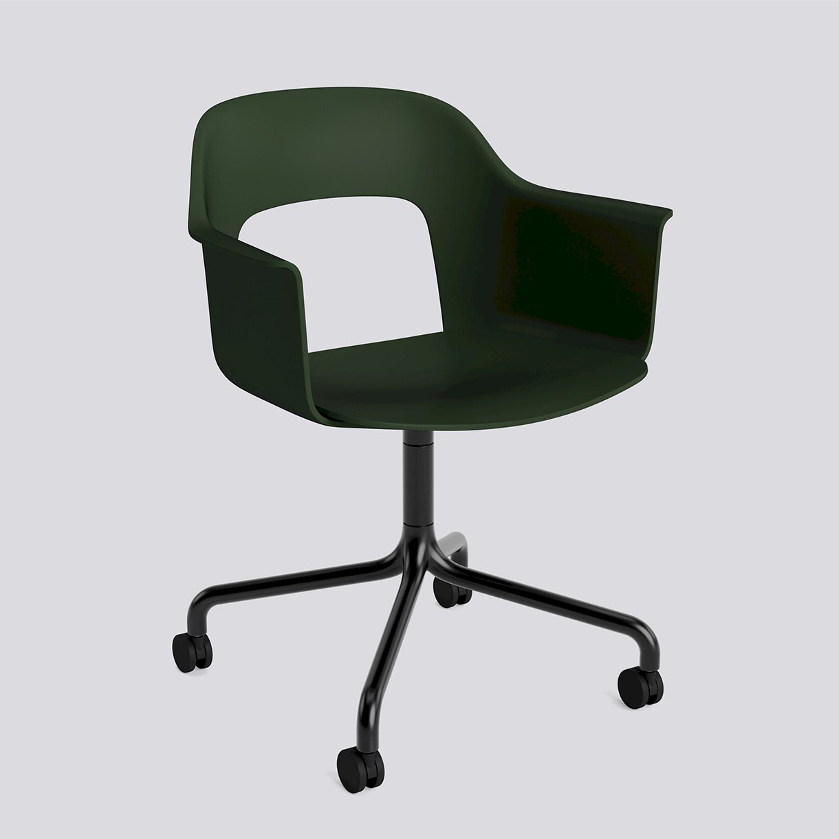 Layout Armchair 261 Black powder coated aluminium 4 star swivel arc Wheel base-Bottle green polypropylene shell/seat-None-None