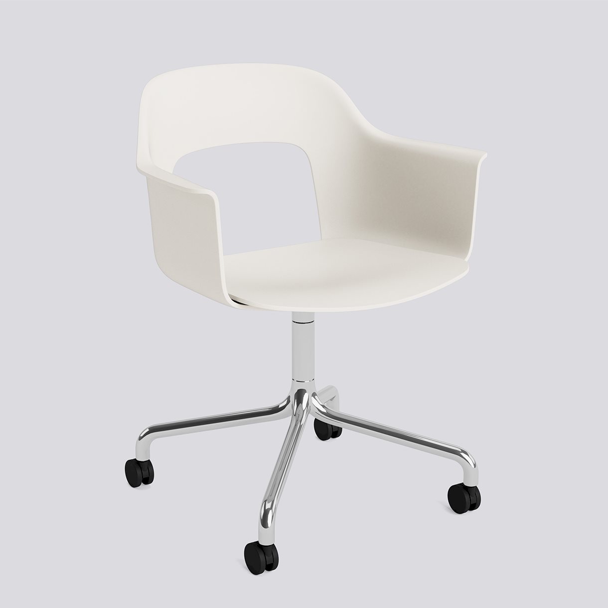 Layout Armchair 261 Polished aluminium 4 star swivel arc Wheel base-Cream white polypropylene shell/seat-None-None
