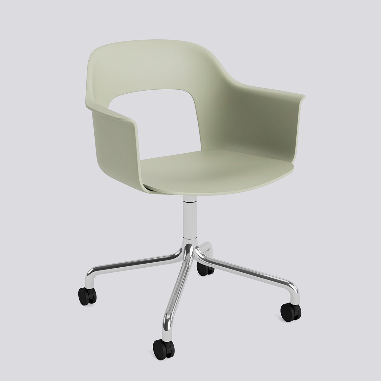 Layout Armchair 261 Polished aluminium 4 star swivel arc Wheel base-Pastel green polypropylene shell/seat-None-None