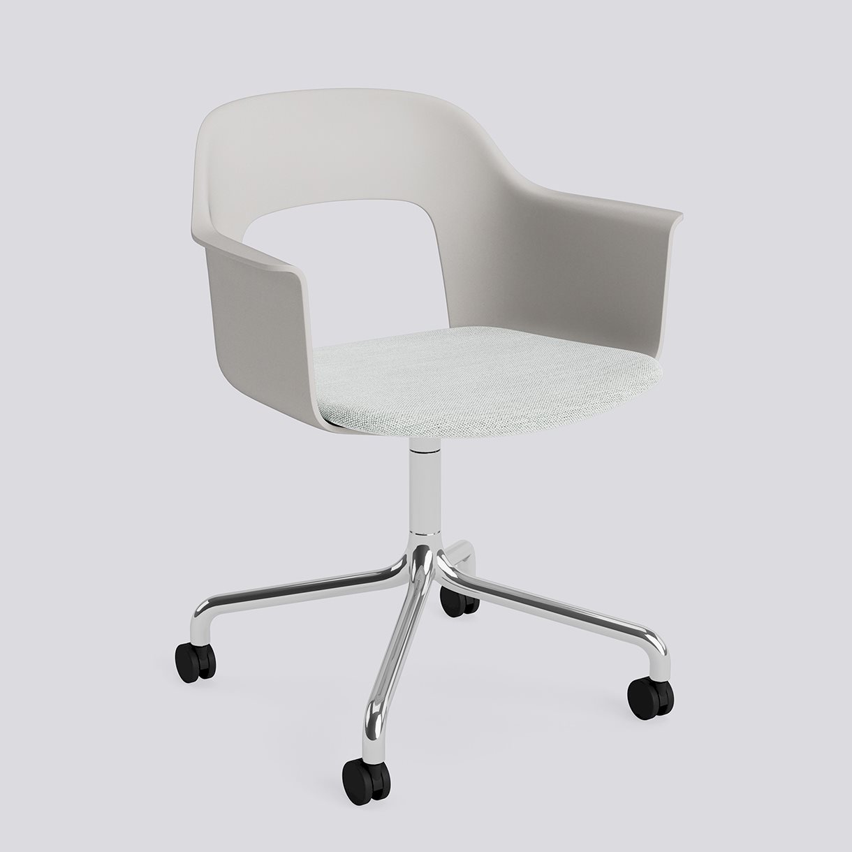 Layout Armchair 263 Polished aluminium 4 star swivel arc Wheel base-Sky grey polypropylene shell Seat upholstery-Mode-001