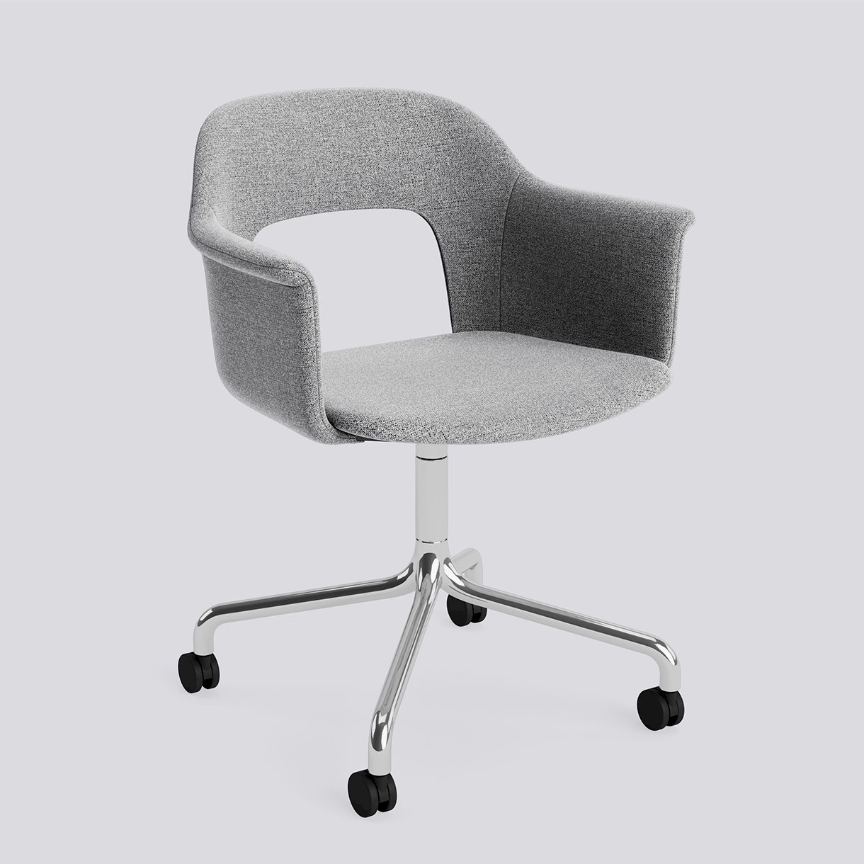 Layout Armchair 264 Polished aluminium 4 star swivel arc Wheel base-Full upholstery-Hallingdal-130