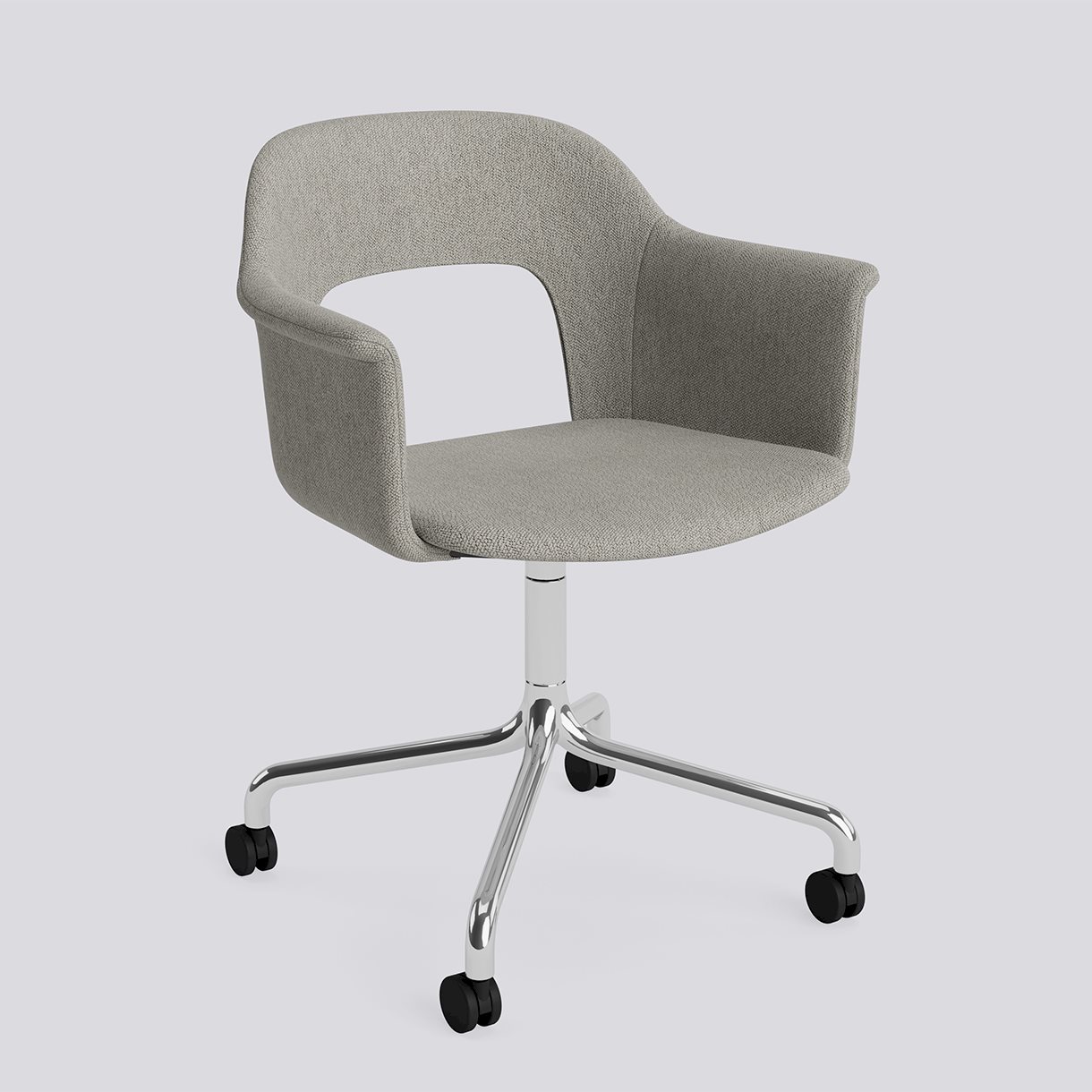 Layout Armchair 264 Polished aluminium 4 star swivel arc Wheel base-Full upholstery-Turf-Light grey