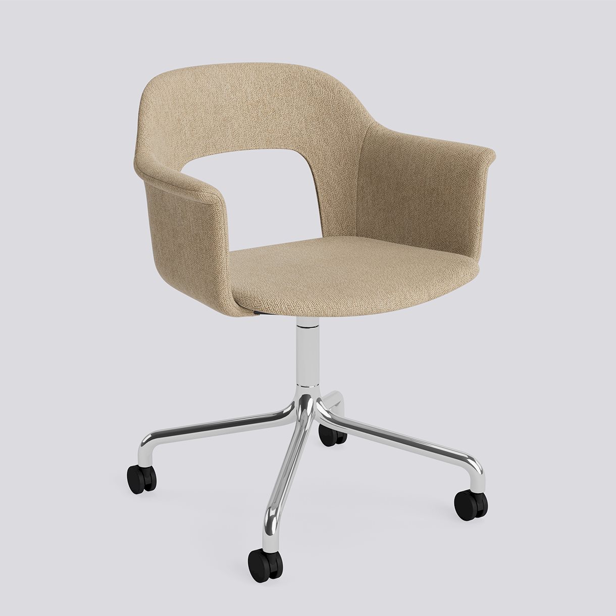 Layout Armchair 264 Polished aluminium 4 star swivel arc Wheel base-Full upholstery-Turf-Sand
