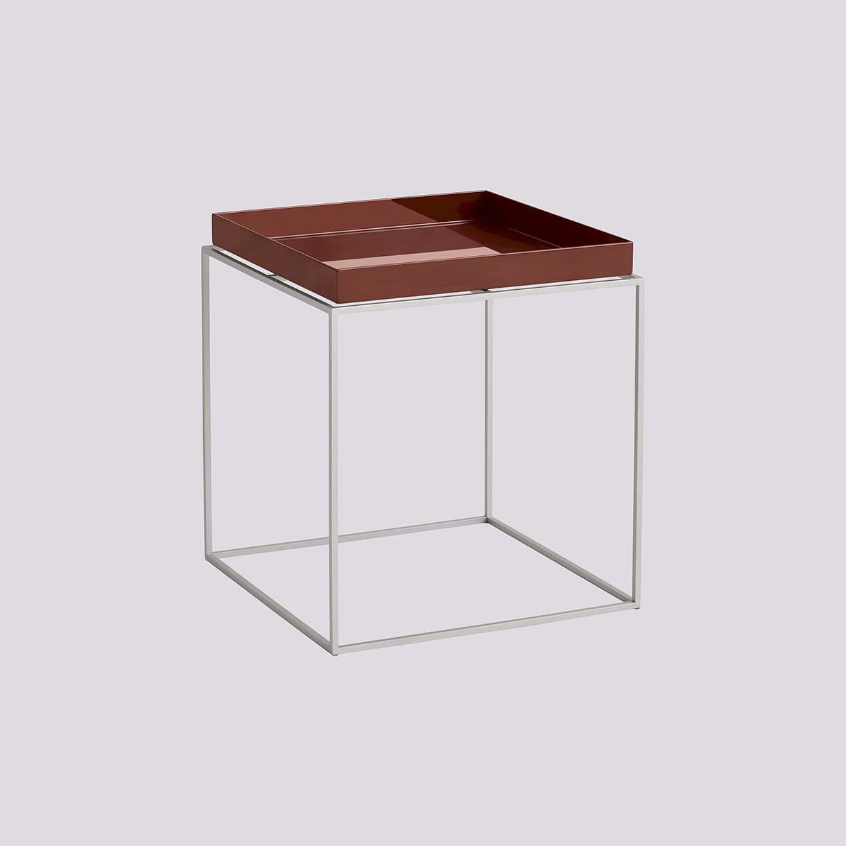 Tray Table Silver grey Silicone coated steel base-Medium L40 x W40 x H44-Chocolate powder coated steel