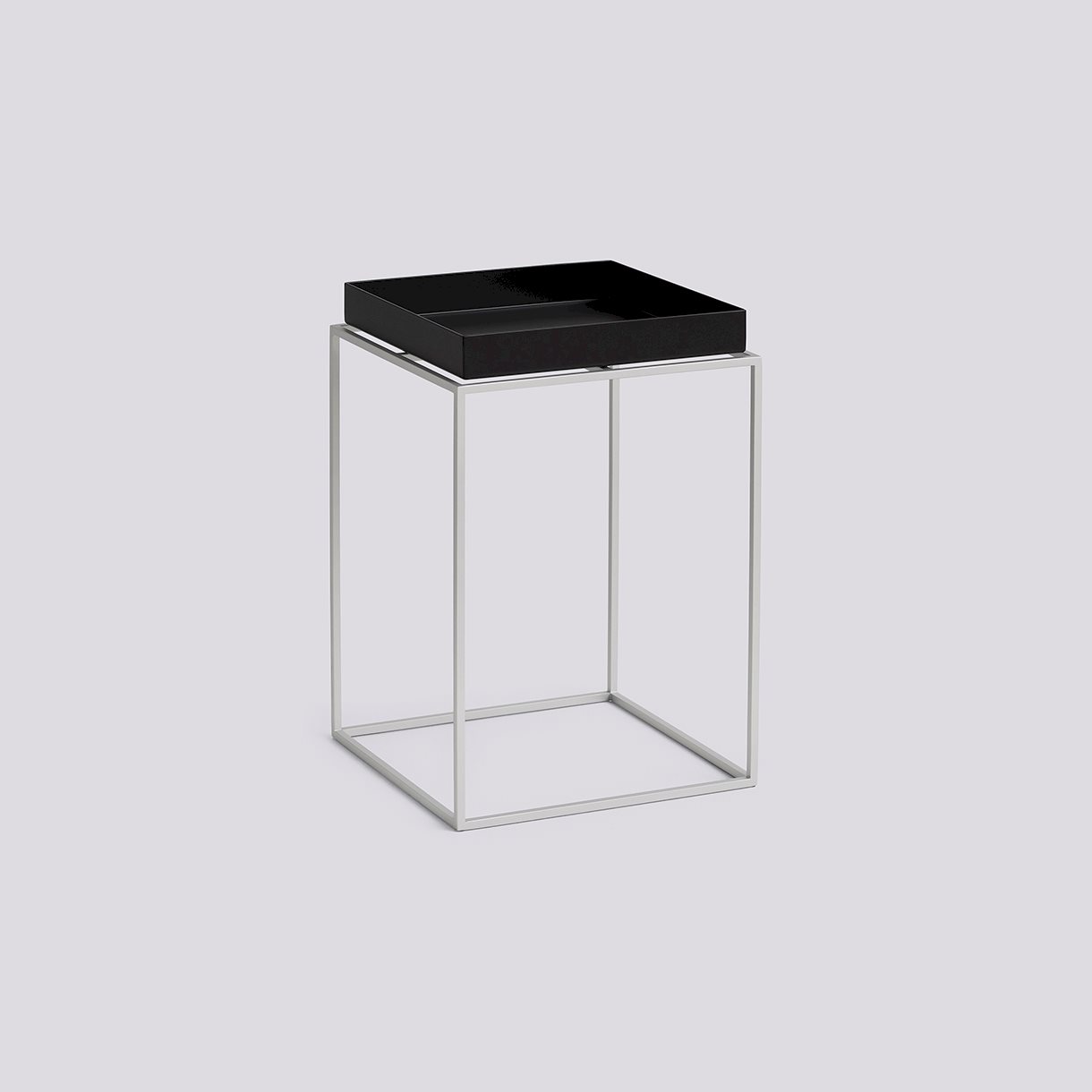 Tray Table Silver grey Silicone coated steel base-Small High L30 x W30 x H44-Black powder coated steel