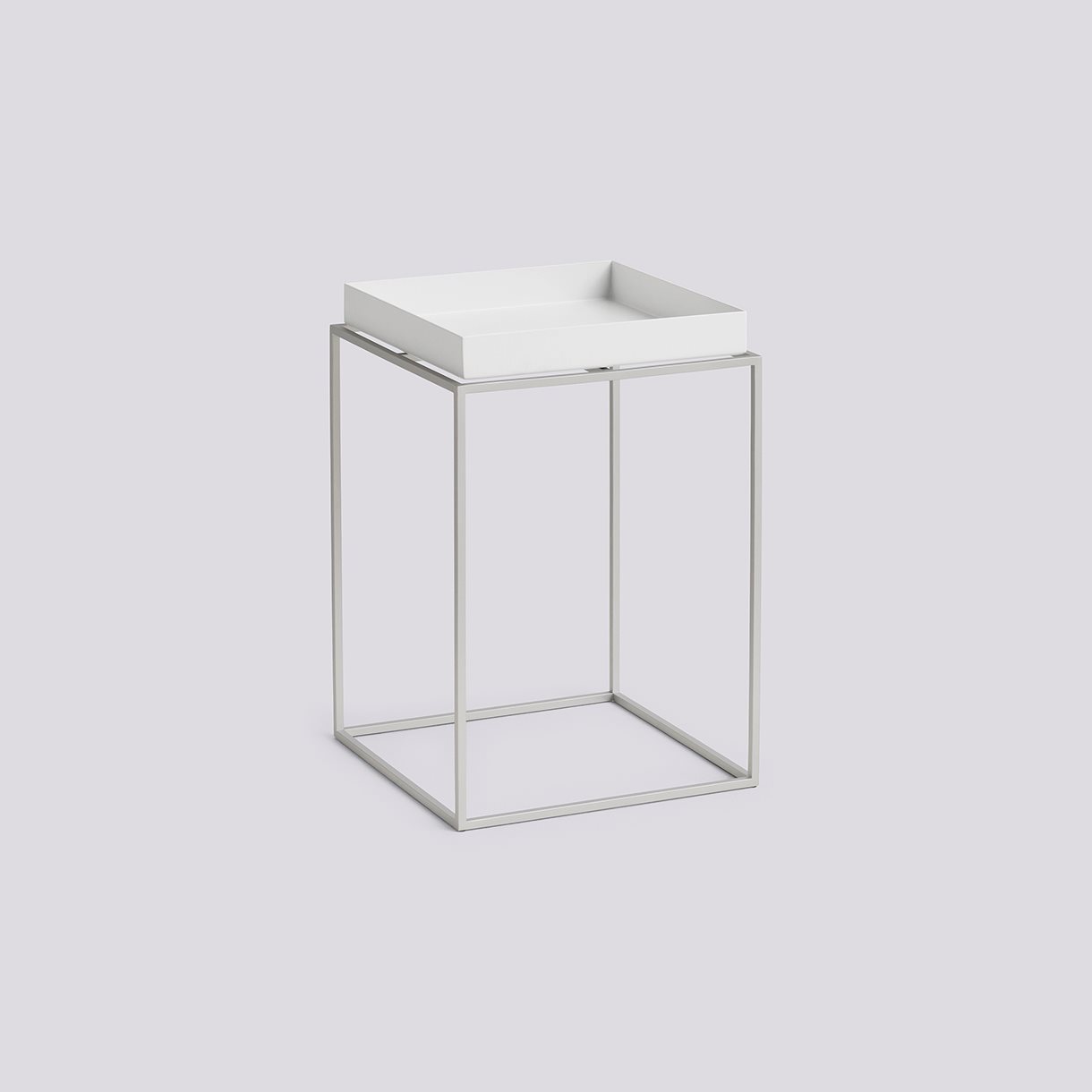 Tray Table Silver grey Silicone coated steel base-Small High L30 x W30 x H44-White powder coated steel