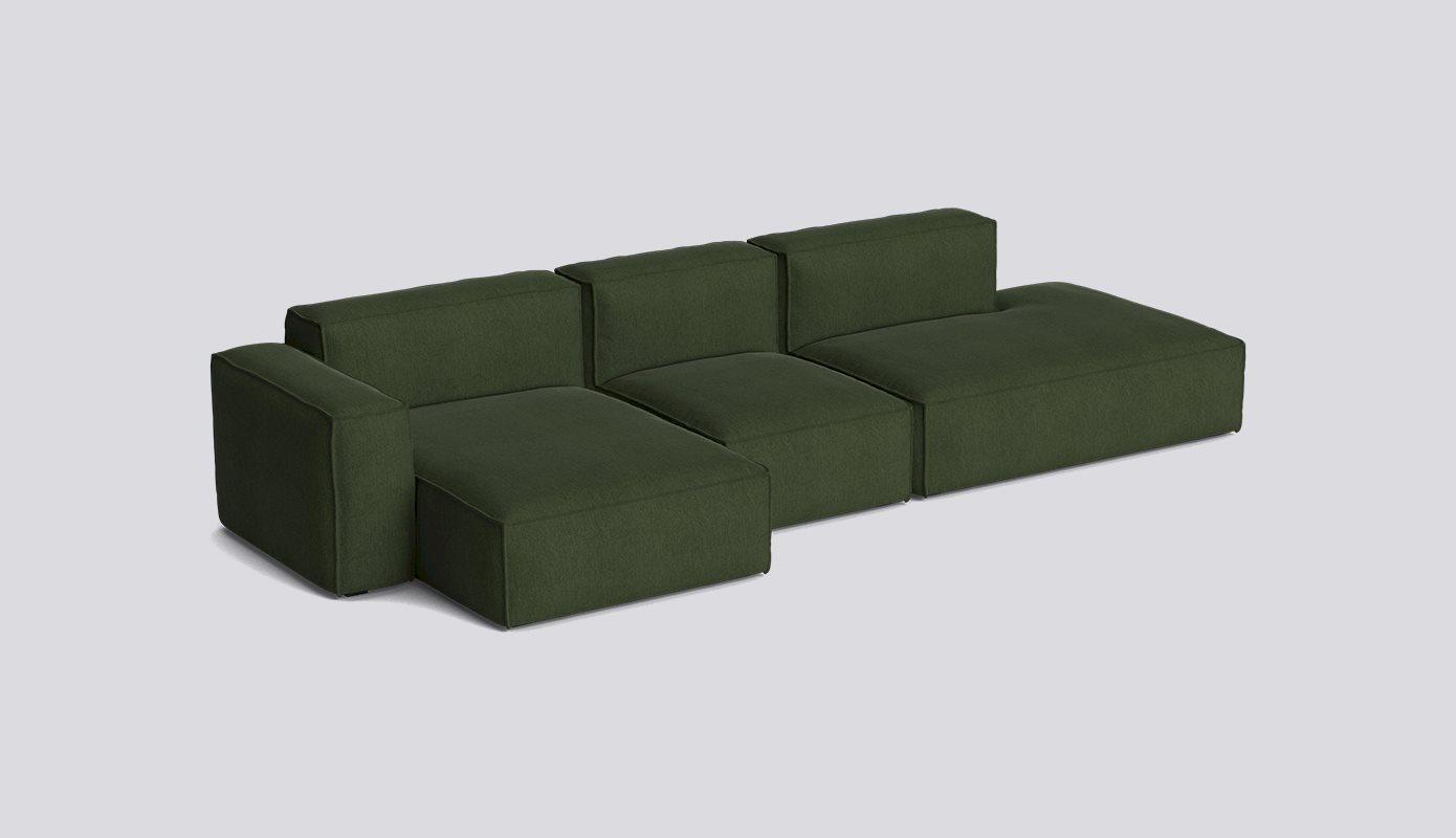 Mags Soft 3 Seater with Removable cover Low armrest Combination 4 Left-Full upholstery-Turf-Dark green