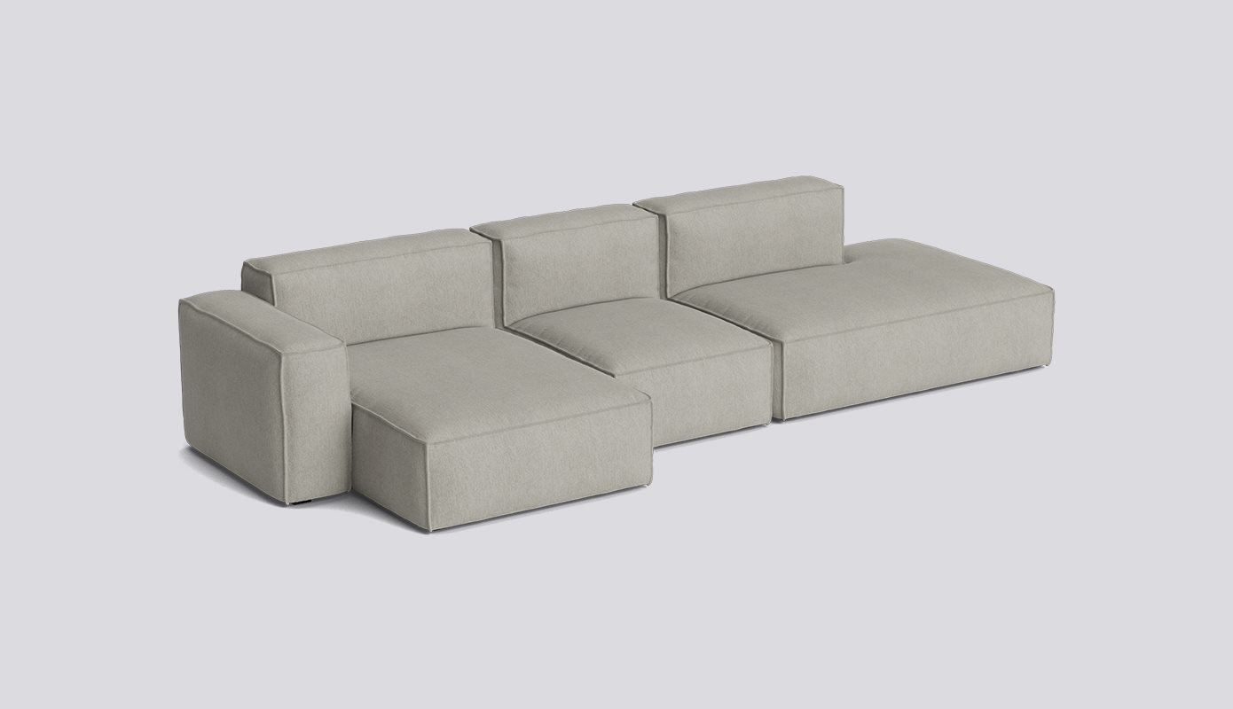 Mags Soft 3 Seater with Removable cover Low armrest Combination 4 Left-Full upholstery-Turf-Light grey