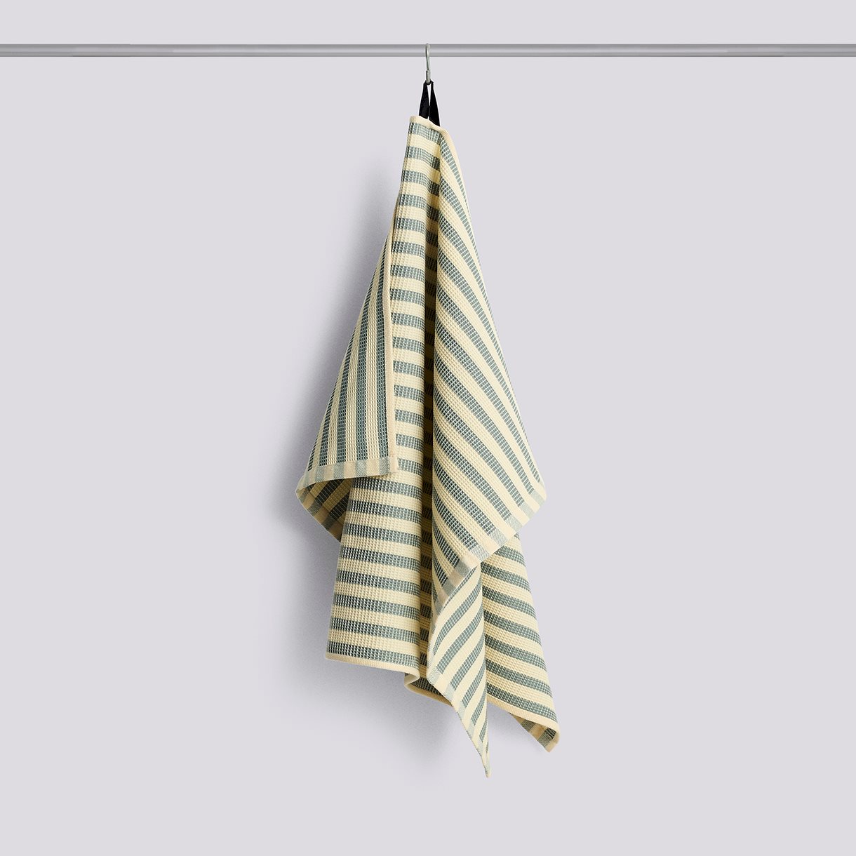 Canteen Tea Towel (Organic)-W52 x L80-Green and yellow block stripe