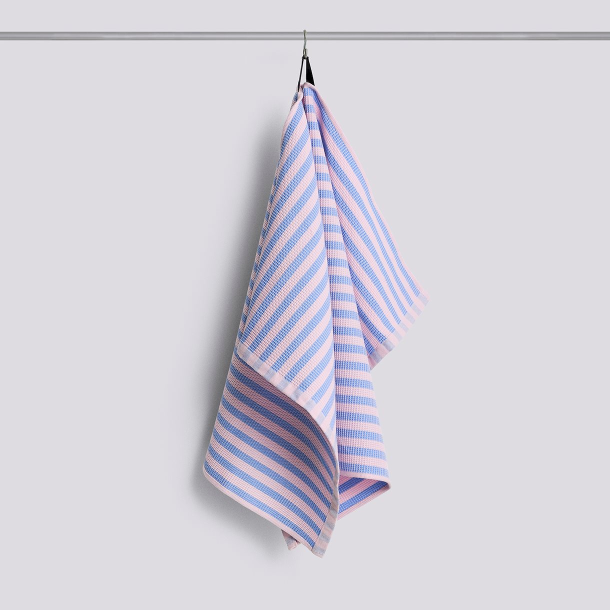 Canteen Tea Towel (Organic)-W52 x L80-Sky blue and light pink block stripe