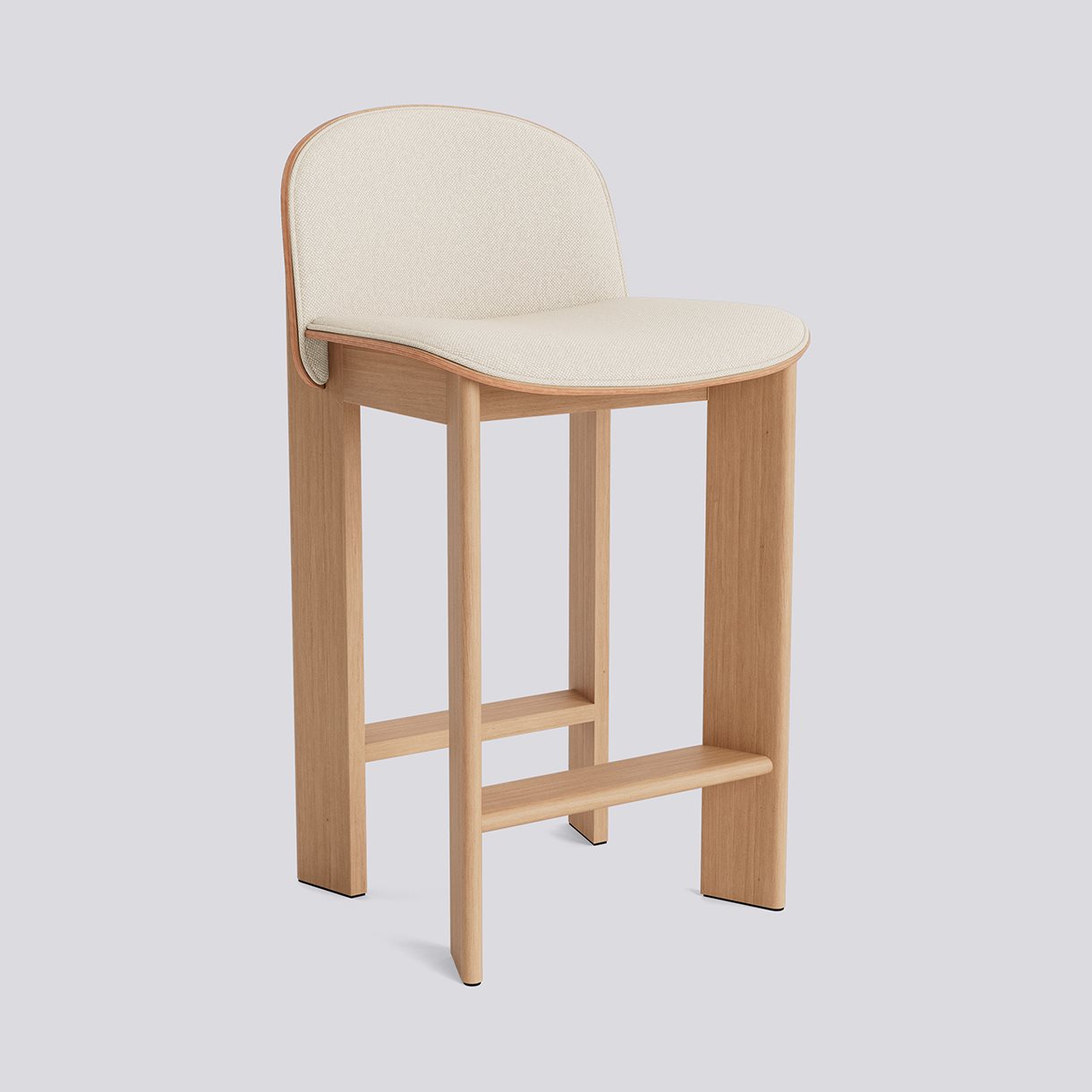 Chisel 35 Bar stool Low w. Backrest H65 Standard glider-Lacquered oak Front upholstery-Hallingdal-200