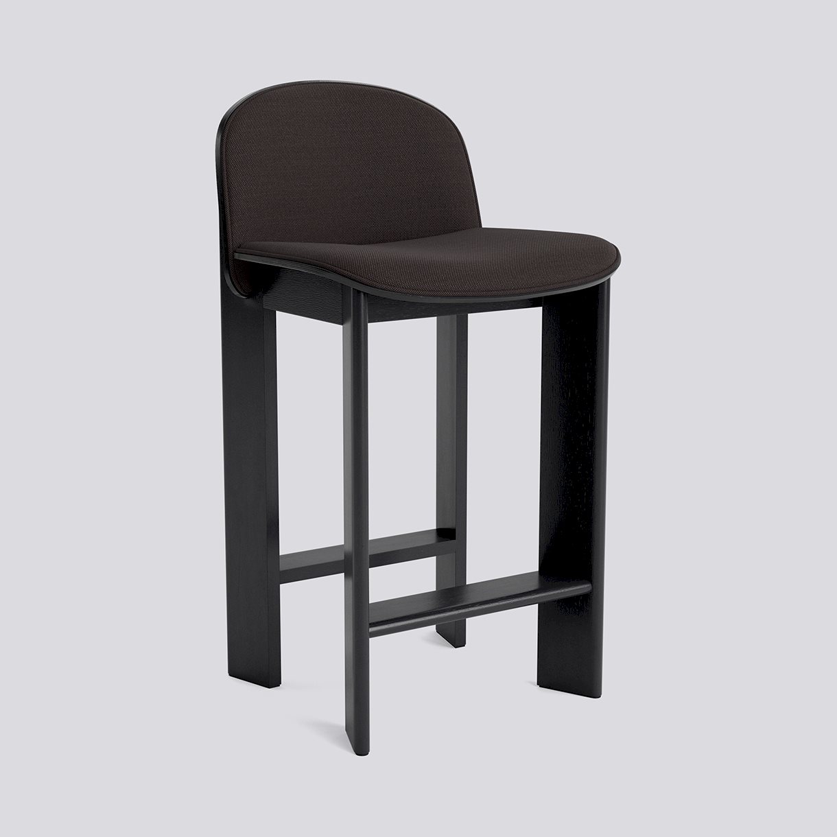 Chisel 35 Bar stool Low w. Backrest H65 Standard glider-Black lacquered oak Front upholstery-Steelcut Trio-383