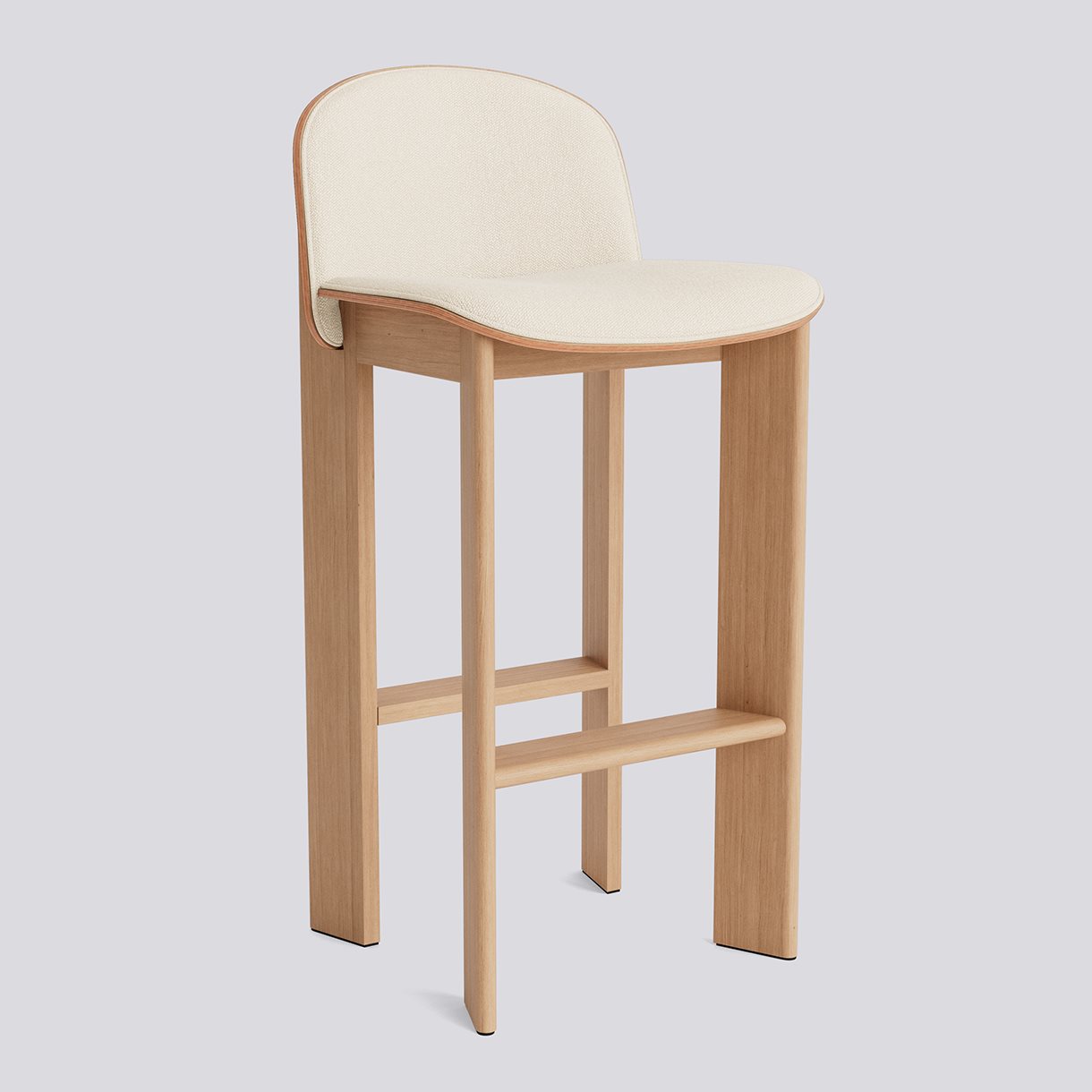 Chisel 35 Bar stool High w. Backrest H75 Standard glider-Lacquered oak Front upholstery-Turf-Cream