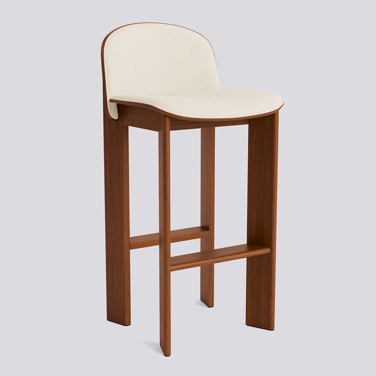 Chisel 35 Bar stool High w. Backrest H75 Standard glider-Lacquered walnut Front upholstery-Turf-Cream