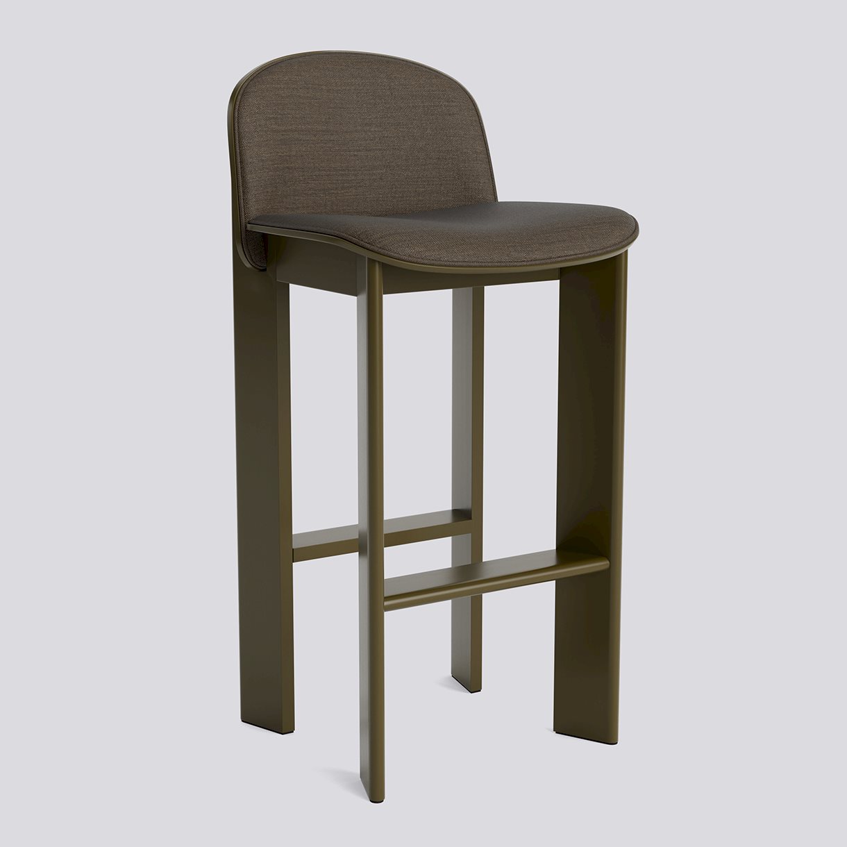 Chisel 35 Bar stool High w. Backrest H75 Standard glider-Green umber lacquered beech Front upholstery-Remix-954