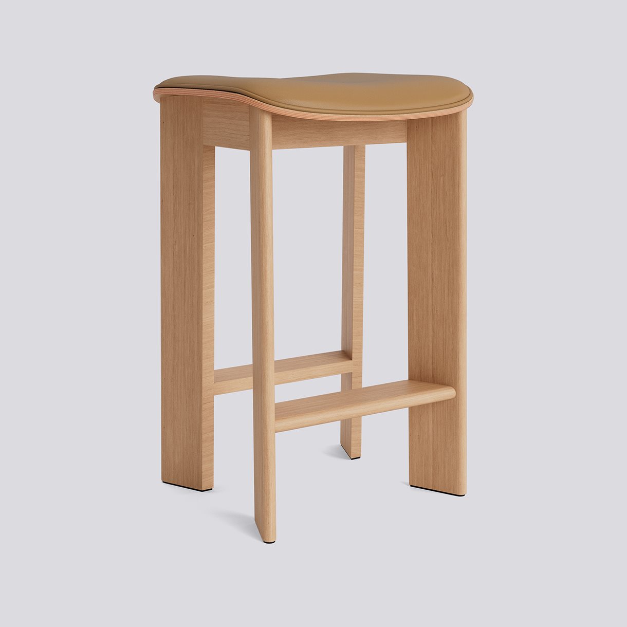 Chisel 30 Bar stool Low H65 Standard glider-Lacquered oak Seat upholstery-Grano-Cognac