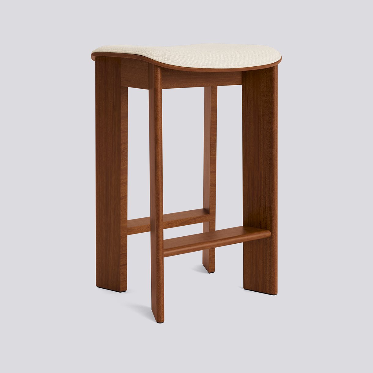 Chisel 30 Bar stool Low H65 Standard glider-Lacquered walnut Seat upholstery-Turf-Cream