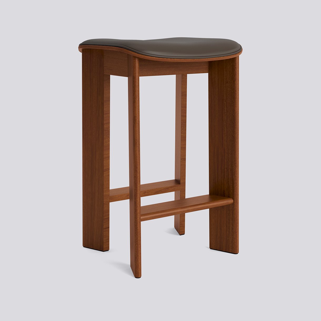 Chisel 30 Bar stool Low H65 Standard glider-Lacquered walnut Seat upholstery-Grano-Chocolate