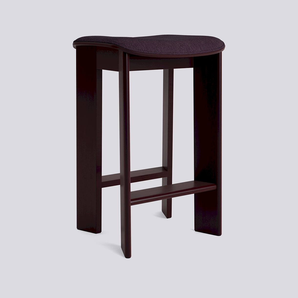Chisel 30 Bar stool Low H65 Standard glider-Dark bordeaux lacquered beech Seat upholstery-Turf-Burgundy
