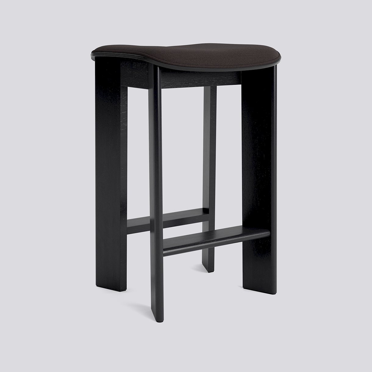 Chisel 30 Bar stool Low H65 Standard glider-Black lacquered oak Seat upholstery-Steelcut Trio-383