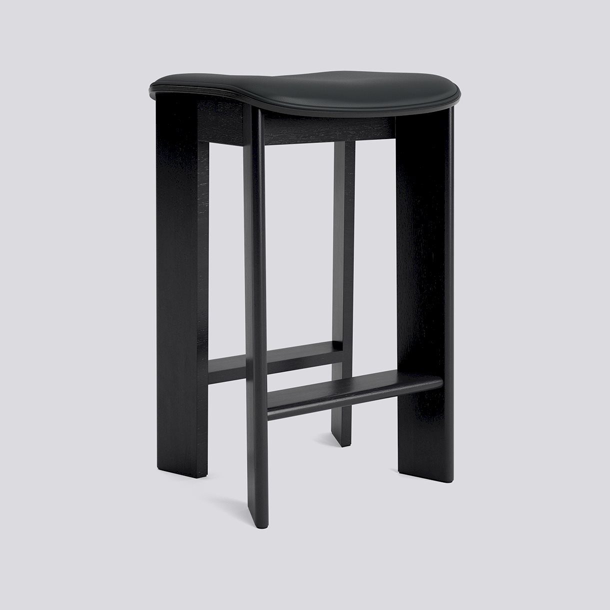 Chisel 30 Bar stool Low H65 Standard glider-Black lacquered oak Seat upholstery-Grano-Black