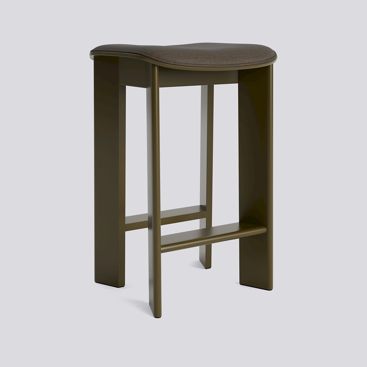 Chisel 30 Bar stool Low H65 Standard glider-Green umber lacquered beech Seat upholstery-Remix-954