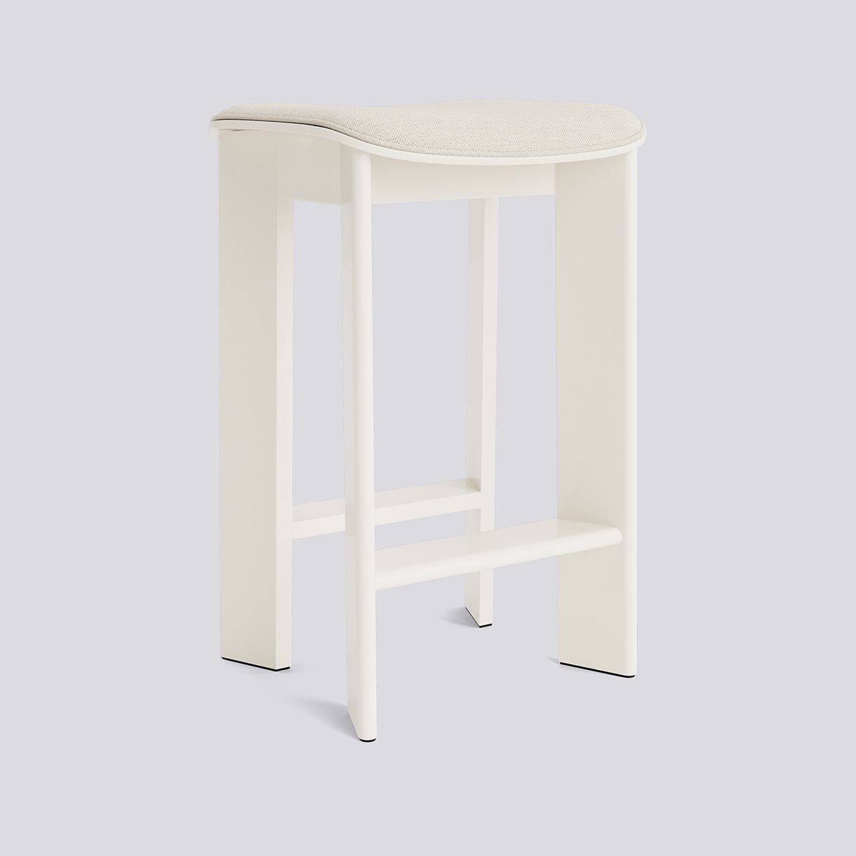 Chisel 30 Bar stool Low H65 Standard glider-Cream white lacquered beech Seat upholstery-Mode-011