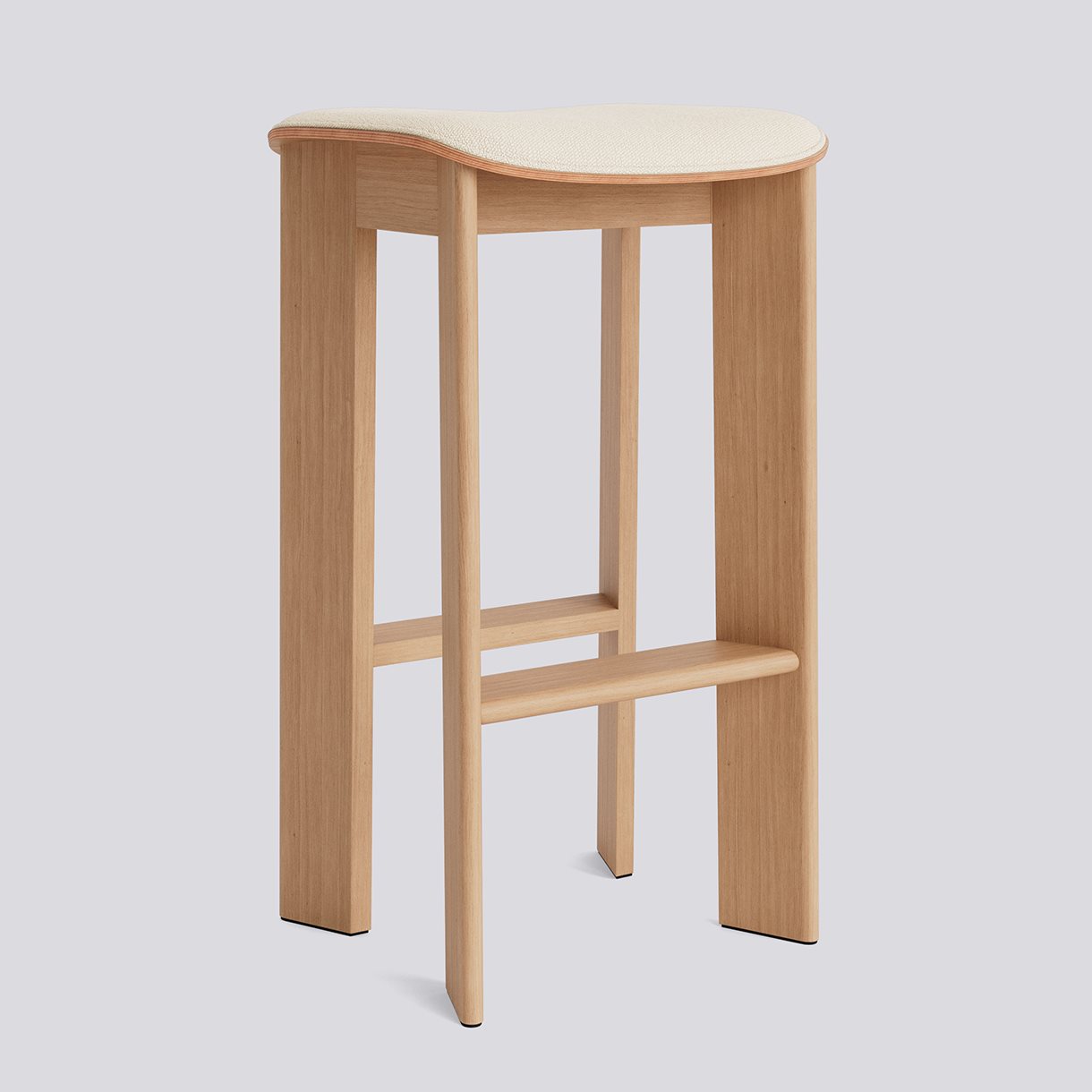 Chisel 30 Bar stool High H75 Standard glider-Lacquered oak Seat upholstery-Turf-Cream